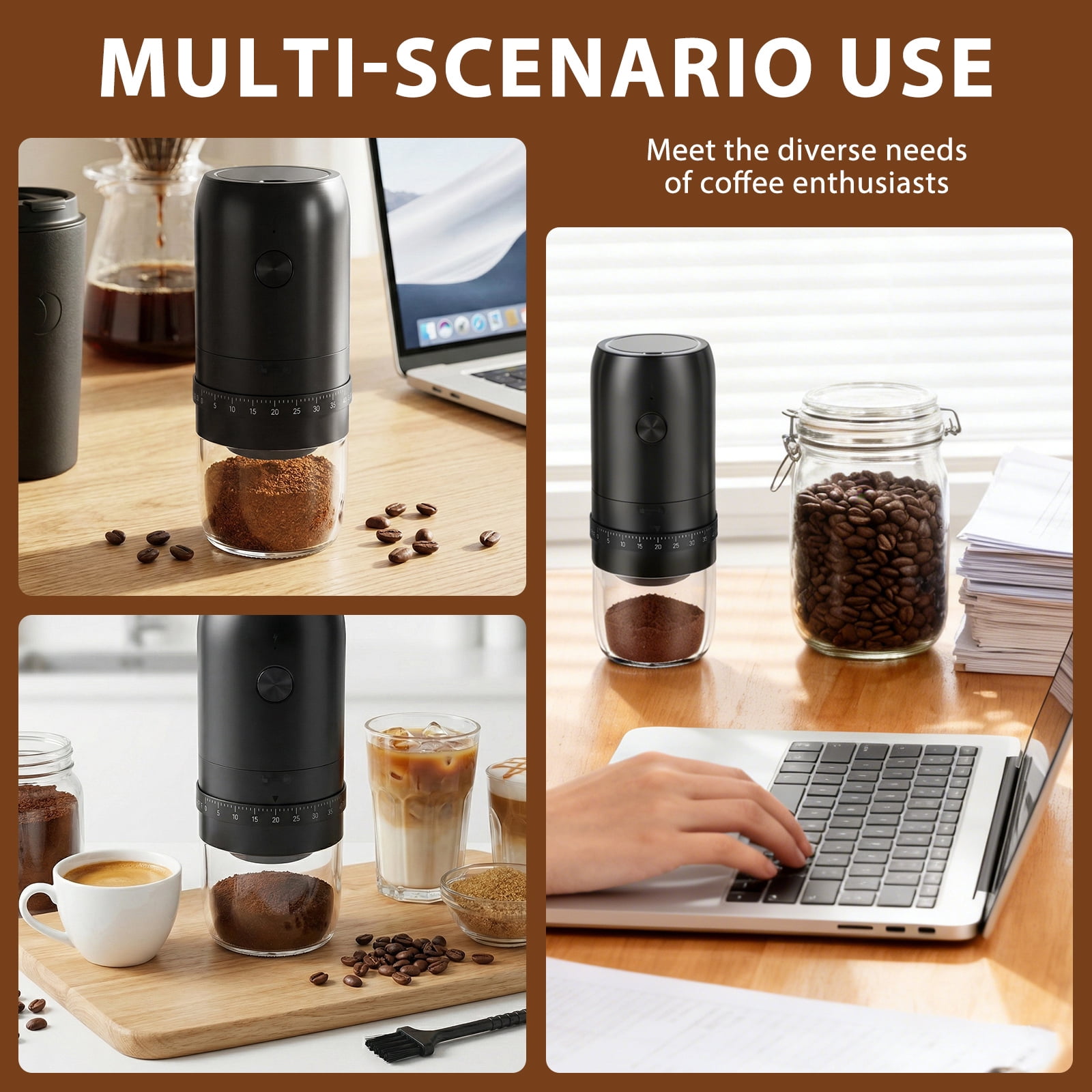 FkszlL Electric Burr Coffee Bean Grinder with 40 Adjustable Setting Cordless Mini Coffee Grinder with Conical Ceramic Burr Ideal for Home Travel Camping and Office