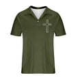 thumbnail image 4 of WIZUTIZ Men's Henley Shirt Short Sleeve Faith Cross Jesus Christian Shirt Solid Lapel Button Up Top Sports Workout T-Shirt, 4 of 5