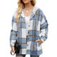 thumbnail image 2 of Mujer Cárdigan Sudadera Elegante Casual Otoño Invierno Color Bloqueo A Cuadros Mujer Casual Sudadera Con Capucha Azul Claro M, 2 of 6