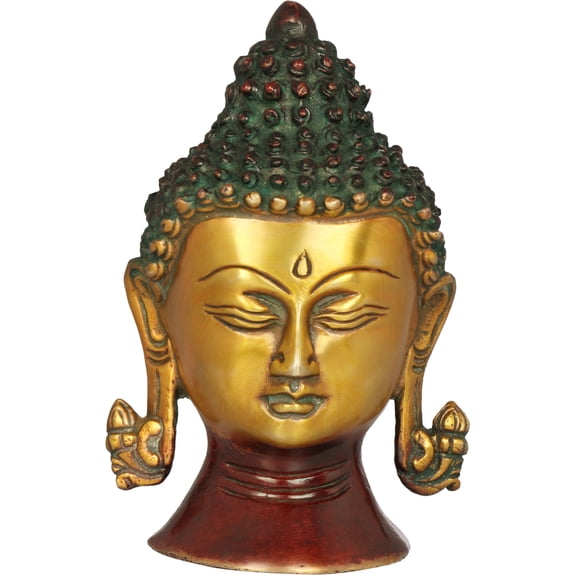 5" Lord Buddha Head - Tibetan Buddhist Brass Idol | Handmade | Made in India