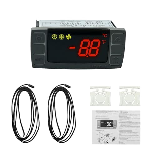 Temperature Controller XR06CX-4N1F1 Fit Commercial Refrigerators/Freezer 120V 50-60Hz Replace for Dixell Programmable Temperature Controller with Temperature Sensing Probe$$Tools