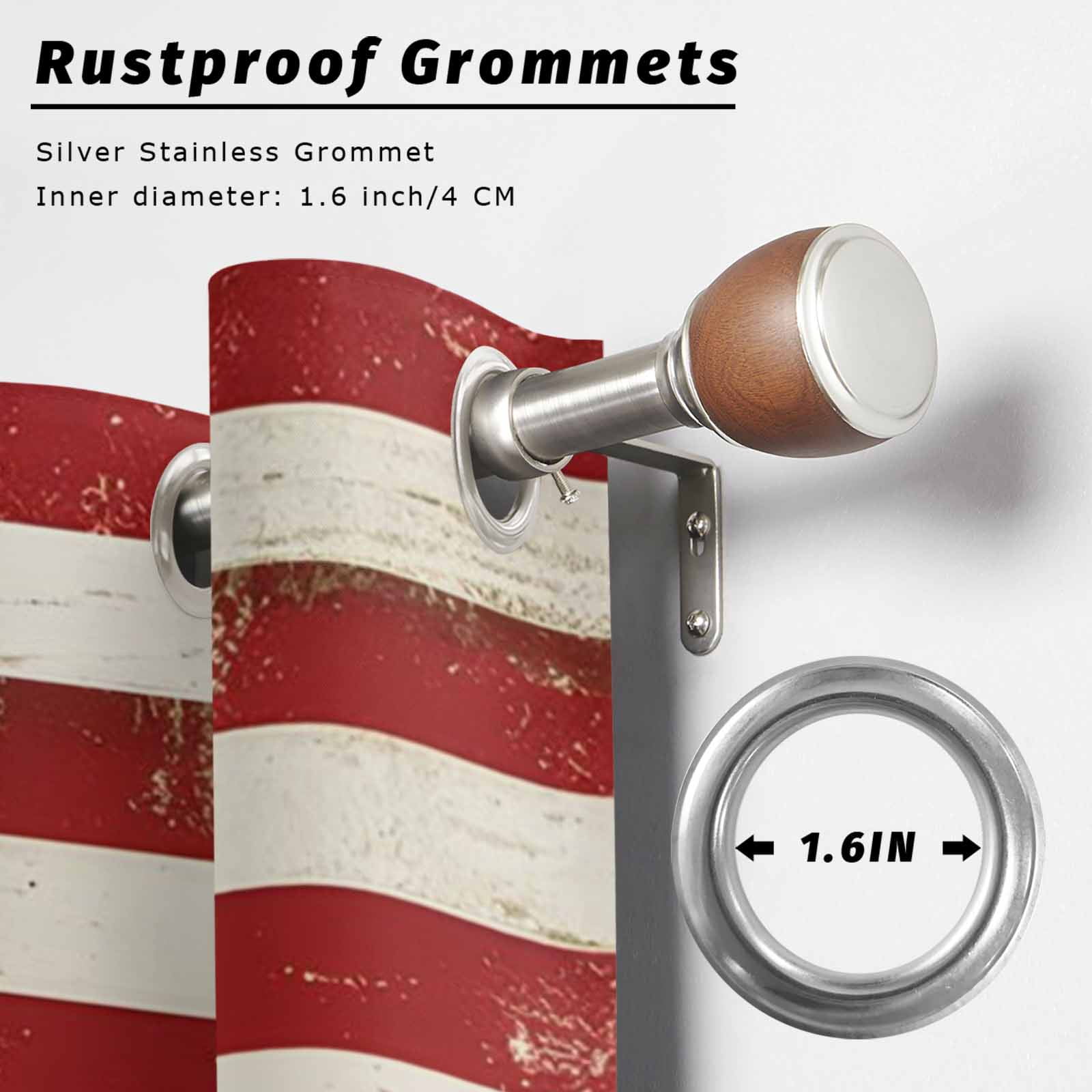 Independence Day Outdoor Curtains for Patio, Vintage Country Blue Stars Red Stripes Sunshade Privacy Drapes Grommet Waterproof Outside Curtains for Porch/Cabana/Balcony 54"x 108", 1 Panel
