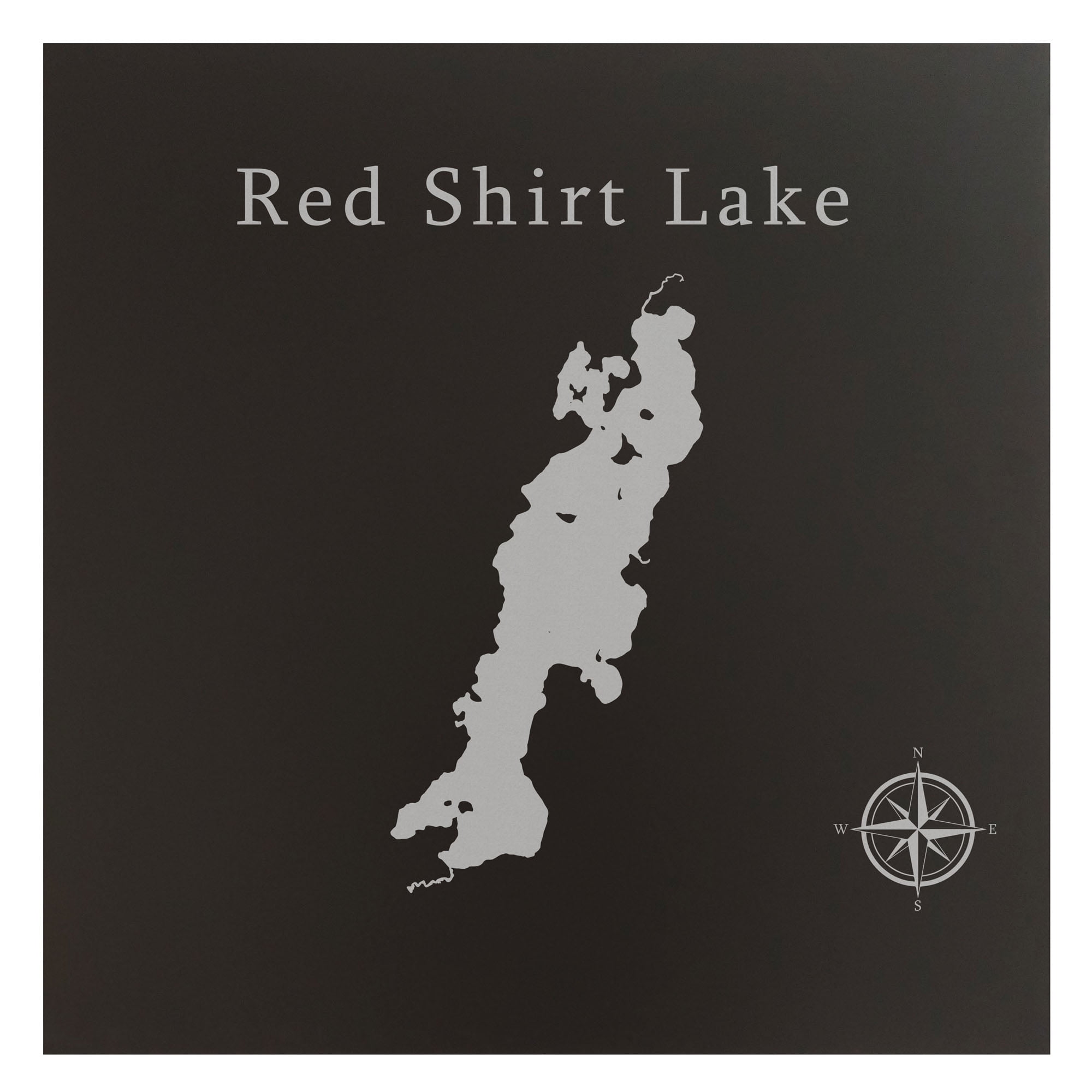 Red Shirt Lake Map 12x12" Black Metal Wall Art Office Decor Gift Engraved Alaska