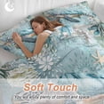 thumbnail image 5 of Sea Turtle Coastal Bedding 3 Piece Duvet Cover Set California King, Vintage Teal Nautical Beach Botanical Soft Microfiber Comforter Cover with Zipper Closure & Pillowcases, FadeResistant Quilt Cover, 5 of 9