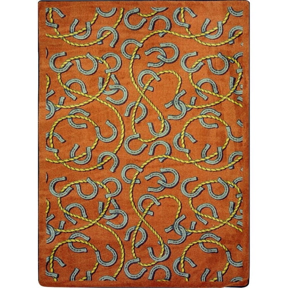 Joy Carpets Kaleidoscope Rodeo 5'4" x 7'8" Area Rug in Color Rust