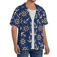 thumbnail image 2 of Pofeuu Anchors and Nautical Print Mens Casual Short Sleeve Shirts Beach Summer Spread Collar Pocket Tops Men's Casual Short-sleeved Shirt-3X-Large, 2 of 5