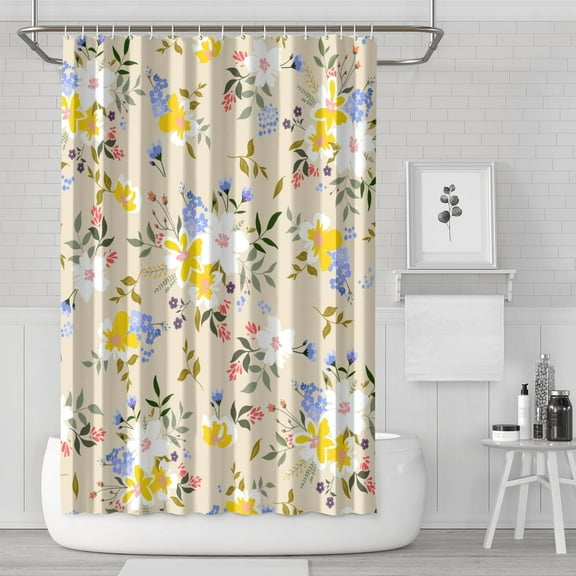 Waterproof Beautiful Colorful Floral Shower Curtain 72x72 Inch Boho Style Polyester Unique Shower Curtain for Bathroom Hotel Home Decor with 12 Plastic Hooks