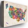 Trademark Art "United States Text Map II" Canvas Wall Art by Michael Tompsett