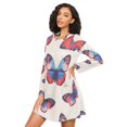 thumbnail image 3 of FORMRS Womens Long Sleeve Nightgowns Crew Neck Sleep Shirt Soft Pajamas Sizes S-3XL, Blue Butterflies, 3 of 8