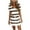 Brown, variant on Summer Dresses for Women Basic Strip Print Mini Dress Casual Short Sleeve V Neck Dress Drawstring Sun Dress with Pockets