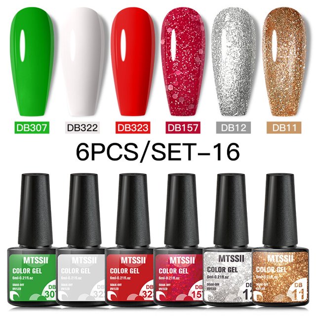Juego de esmaltes de Gel para uñas, barniz para capa Base y superior, UV, LED, semipermanente, para manicura artística, 6 unidades por Set