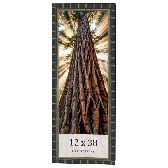 12x38 Frame Black Bamboo Solid Wood Picture Frame Width 1.5 Inches | Interior Frame Depth 0.5