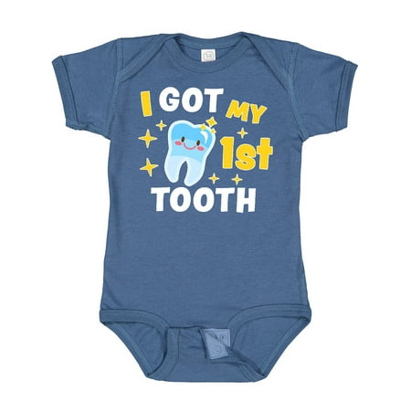 

Inktastic I Got My 1st Tooth with Cute Tooth Baby Gift Baby Boy or Baby Girl Bodysuit