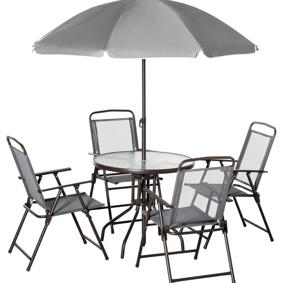 Gray patio set with 5mm thick glass table and chairs / Fit for various outdoor activities