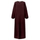 thumbnail image 4 of Vestido plisado de manga larga para mujer - Vestido musulmán elegante de color liso y cuello redondo, 4 of 7