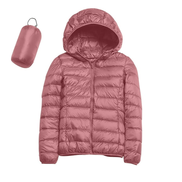 Wefuesd Puffer Jacket Womens, Women Warm Waterproof Lightweight Jacket with Recycled Insulation Winter Slim Outerwear, Puffer Vest, Womens Winter Coats, Pink M