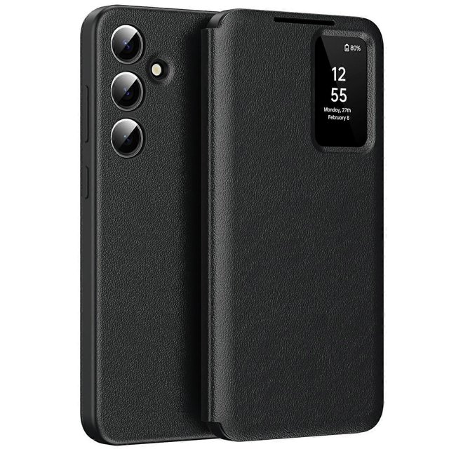Compatible with Samsung Galaxy A56 5G Phone Case with Card Holder, Smart Window, Leather Phone Cover