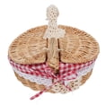 thumbnail image 1 of Canasta de Picnic, Canasta Tejida de Mimbre con Tapa y Revestimiento Extraíble para Dulces, Recolección de Huevos, Juguetes, Bodas, Picnics, Senderismo, 1 of 9