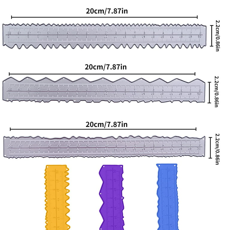 3 Types Deckle Edge Rulers Cutting Dies Multi-Use Paper Tearing