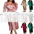 thumbnail image 3 of Wensltd Plus Size Nightgown Set for Women 2 Piece Solid Color Comfortable Long Sleeve Robe Home Clothes, 3 of 5