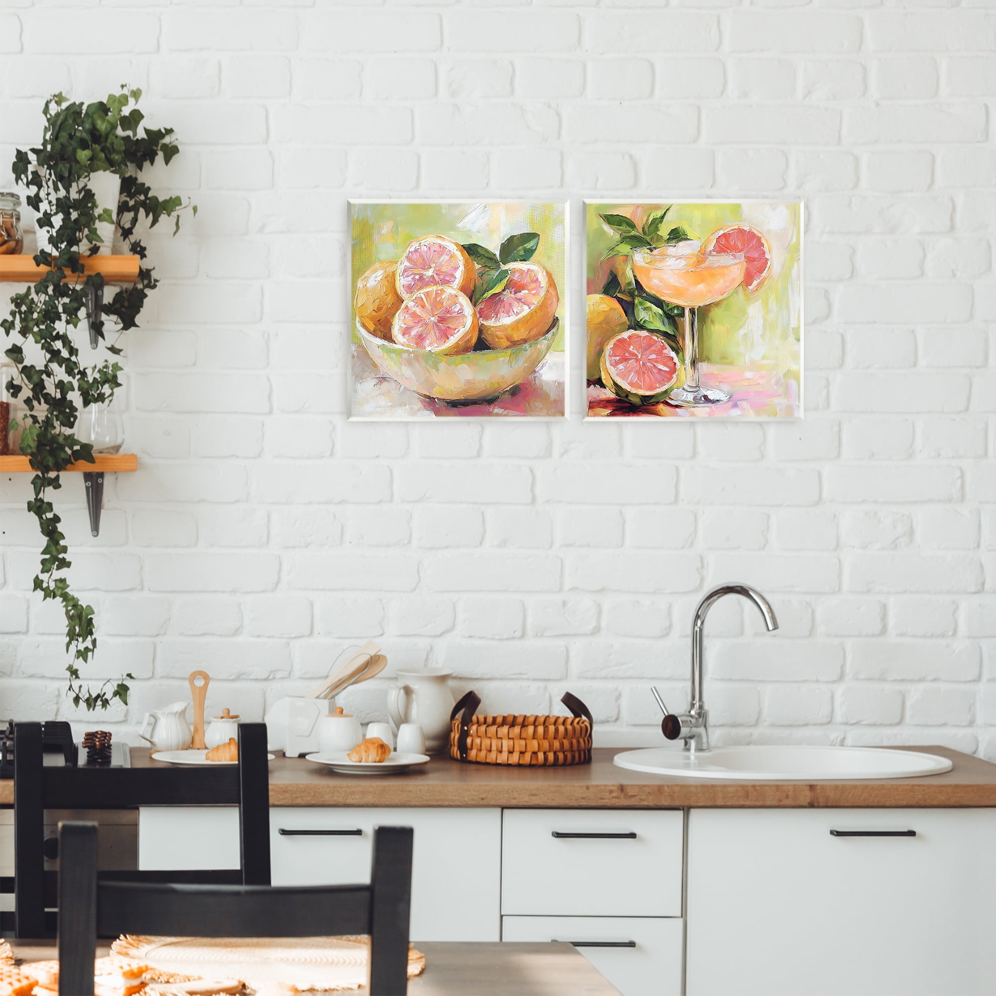 Stupell Industries Grapefruit Bowl & Cocktail 2 Piece Wall Plaque Art Set, design by Riley B