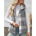 thumbnail image 3 of Ltctricy Women's Fleece Vest Tops Plaid Sleeveless Lapel Zip up Fuzzy Warm Casual Jackets Plush Outwear Coats with Pockets(Gray,X-Large), 3 of 6