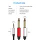 thumbnail image 3 of Cable adaptador de audio de 3,5 mm a doble 6,5 mm, cable auxiliar de 3,5 a 6,5 mm, divisor de 3,5 para amplificador mezclador de guitarra, negro, plateado y rojo, 3 of 5