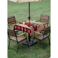 thumbnail image 3 of Outdoor Tablecloth with Umbrella Hole and Zipper, Christmas Truck Square Table Cloth 60x60 Inch Waterproof Tablecloth, Xmas Tree Red Plaid Snowflake Retro Picnic Table Cover for Patio Camping, 3 of 7