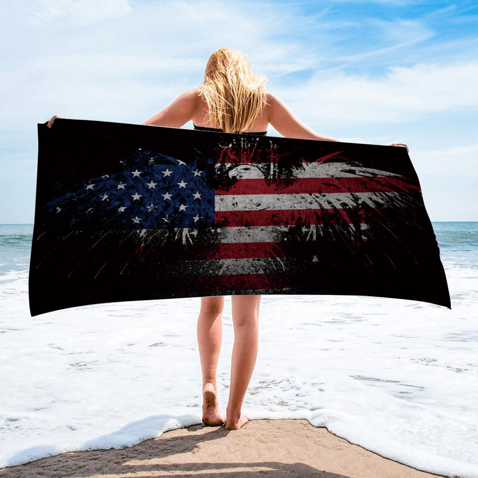 RKSTN American Flag Beach Towel 60x30" Oversized USA Beach Towels