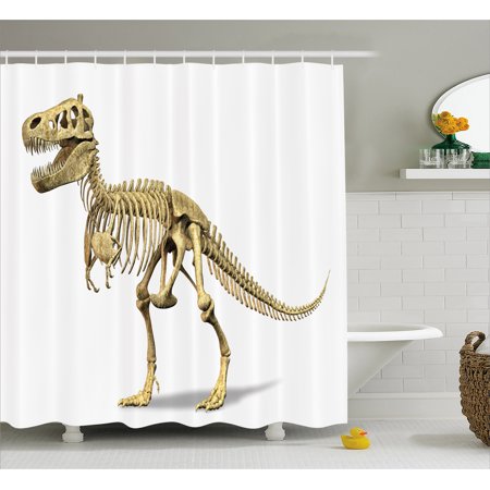 Dinosaur Shower Curtain Primeval Wildlife Concept Fossil Animal Dinosaur Shower Curtain Primeval Wildlife Concept Fossil Animal Skeleton Paleontology Predator Creature Fabric Bathroom