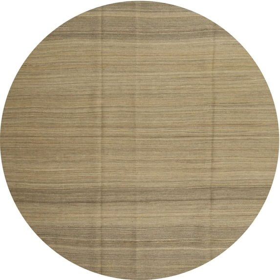 Ahgly Company Machine Washable Indoor Round Contemporary Brass Green Area Rugs, 6' Round
