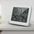 thumbnail image 2 of Ultra-thin Indoor Thermometer Hygrometer with Clock for Home Office Baby Room (White), 2 of 5