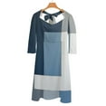thumbnail image 6 of Abstract Geometric in Blue Black Grey Women's Fall Dresses Casual Loose Flowy Swing Shift Dress, 6 of 9