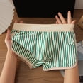 thumbnail image 4 of Men Boxer Underwear Mid-rise Elastic Waist Shorts Briefs U-Convex Design Striped Print Breathable Panties, 4 of 7