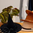 thumbnail image 6 of Hsqqdc Women Velvet Ruffled Pointer Hat Ribbon Bow Dark Fantasy Masquerade Festival Headwear, 6 of 7