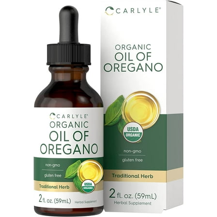 Organic Oil of Oregano | 2 fl oz Liquid | Vegan | Non-GMO, Gluten Free Drops | by Carlyle