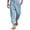 01-Light Blue, variant on Ecqkame Men's Summer Baggy Pants Casual Loose Cotton Linen Capris Elastic Waist Drawstring Lightweight Pants with Pockets White M