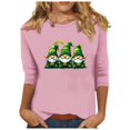 thumbnail image 1 of Hauts pour Femmes 2025 Blouses d'Été Mode Imprimé St. Patrick Décontracté Col Rond Manches 7 Pouces Blouses pour Femmes Manches 3/4 Rose m, 1 of 4