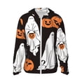 thumbnail image 2 of Uemuo Halloween Ghosts And Pumpkins Pattern Women's Full Zip UPF 50+ Sun Protection Hoodie Jacket Long Sleeve Sun Shirt Hiking Outdoor Performance with Pockets-Large, 2 of 9