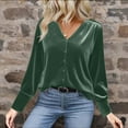thumbnail image 3 of Maplenight Velvet Tops for Women Dressy Casual Long Sleeve Office Work Blouses Trendy Elegant Button Down Shirts, 3 of 5