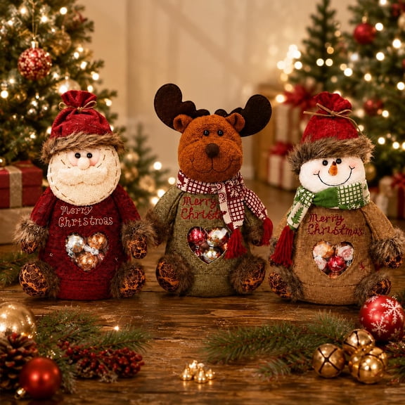 Christmas Gift Bags Zipper Design, Christmas Gift Doll Bags, 3D Doll Decoration Gift Bag, Santa, Christma Candy Bags, Xmas Gift Bags for Party and Festival