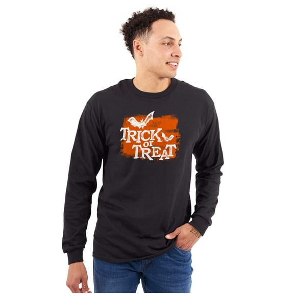 Happy Halloween Trick or Treat Bats Plus Size Long Sleeve Graphic Tee Shirt Brisco Brands 2X
