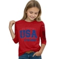 thumbnail image 4 of CCRFTGI American 4th of July Shirts for Children Girls Size 8 3/4 Sleeve Funny 250 anniversary&nbsp;usa flag Summer Cute Tunic Blouses Independence Day Teen Girl Clothes Tshirts Red 11-12 Years, 4 of 5