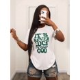thumbnail image 4 of Women's Summer Round Neck Short Sleeve Casual T-Shirt With Slogan Print IT'S NEVER LUCK IT'S ALWAYS GOD Graphic Tees Women Tops, 4 of 6