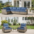 thumbnail image 4 of Ovios 9 Pieces Outdoor Patio Furniture with Swivel Chairs High-Back All-Weather Rattan Wicker Conversation Set Outdoor Sectional with Solar Light Coffee Table, 4 of 9