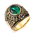 thumbnail image 1 of Femmes Hommes Manhattan Collège Anneau avec Vert CZ Cristal Graduation Cadeau, 1 of 4