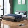 thumbnail image 7 of ZAFLY Platform Queen Bed Frame with 4 Storage Drawers,Upholstered Queen Size Bed Frame and Fabric Headboard,Square Stitched Button Tufted Design,Wooden Slats Support,No Box Spring Needed,Dark Grey, 7 of 7