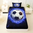 thumbnail image 3 of Erosebridal Soccer Ball Games Kids Twin Sheet Sets,Black Blue Bedding For Football Lovers 3 Pieces, 3 of 6