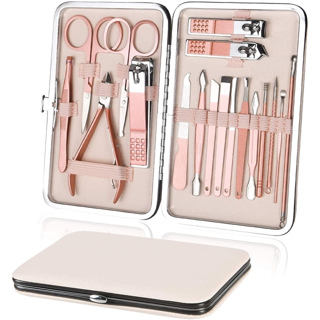 Manicure Pedicure Kit, 18pcs Professional Nail Clippers Set, Stainless Steel Cut