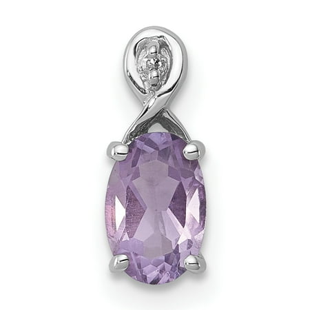 - 925 Sterling Silver Diamond Purple Amethyst Oval Pendant Charm Necklace Gemstone Fine Jewelry For Women Gift Set